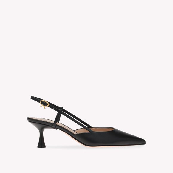 Gianvito Rossi Ascent 55 Black Leather Slingbacks, size 38 - Picture 1 of 9